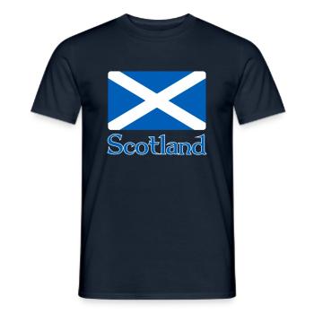 Schottland Flagge mit Text - Männer T-Shirt - Navy - Vorne - AI Model Male 178 light (178cm)