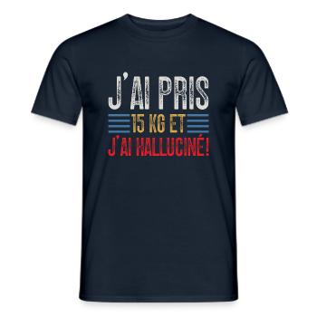 J'ai Pris 15 kg et J'ai halluciné! - T-shirt homme - marine - Devant - AI Model Male 178 light (178cm)