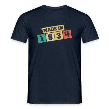 1934 Birthday 1934 Born in 1934 Birthday - Men's T-Shirt - navy - Front - AI Model Male 178 light (178cm)