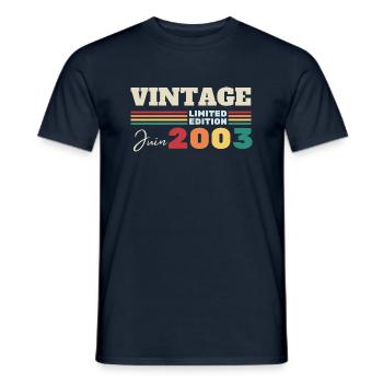 Vintage Juin 2003 cadeau anniversaire - T-shirt homme - marine - Devant - AI Model Male 178 light (178cm)