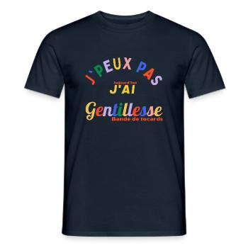 J'PEUX PAS, aujourd'hui J'ai Gentillesse..bande.. - T-shirt homme - marine - Devant - AI Model Male 178 light (178cm)