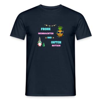 Frohe Weihnachten und guten Rutsch Ananas-Elf - Männer T-Shirt - Navy - Vorne - AI Model Male 178 light (178cm)