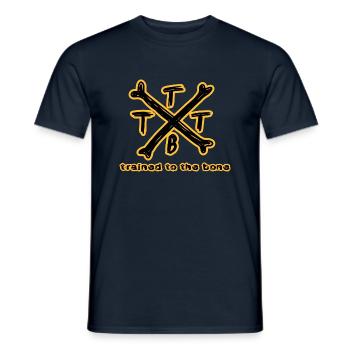 trained to the bone Crossbones Bodybuilding orange - Männer T-Shirt - Navy - Vorne - AI Model Male 178 light (178cm)