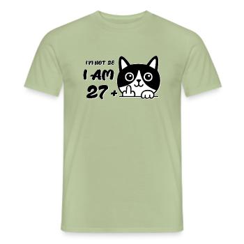 Ich bin nicht 28, ich bin 27 plus 1 Mittelfinger Katzenflip - Männer T-Shirt - Sage - Vorne - AI Model Male 178 light (178cm)