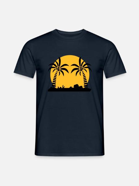 island_palm_sunset_ve2 - Men's T-Shirt - navy