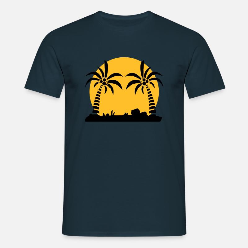 island_palm_sunset_ve2 - Männer T-Shirt - Navy