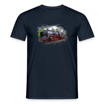 Dampflok 50 3501 Aquarell - Männer T-Shirt - Navy - Vorne - AI Model Male 178 light (178cm)