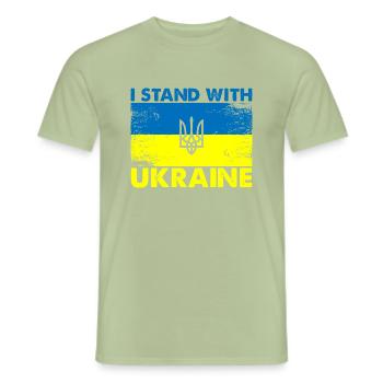 I Stand With Ukraine - Men's T-Shirt - sage - Front - AI Model Male 178 light (178cm)