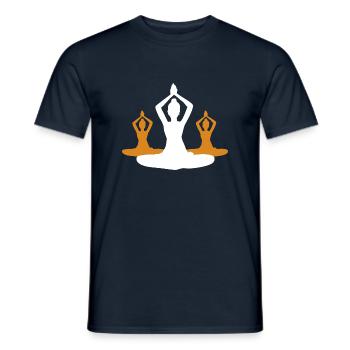 10 Sukhasana ou yoga agréable | Blanc - T-shirt homme - marine - Devant - AI Model Male 178 light (178cm)