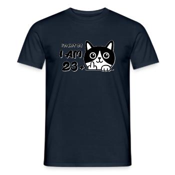 I'm Not 24, I Am 23 Plus 1 Middle Finger Cat Flip - Men's T-Shirt - navy - Front - AI Model Male 178 light (178cm)