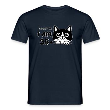 I'm Not 36, I Am 35 Plus 1 Middle Finger Cat Flip - Men's T-Shirt - navy - Front - AI Model Male 178 light (178cm)