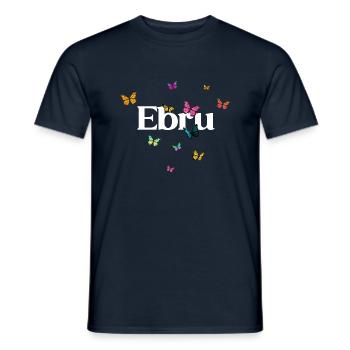 EBRU - Schöner Mädchen Name mit Schmetterlingen - Männer T-Shirt - Navy - Vorne - AI Model Male 178 light (178cm)