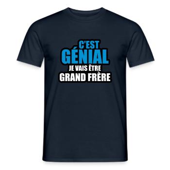 c'est génial je vais être grand frère - T-shirt homme - marine - Devant - AI Model Male 178 light (178cm)