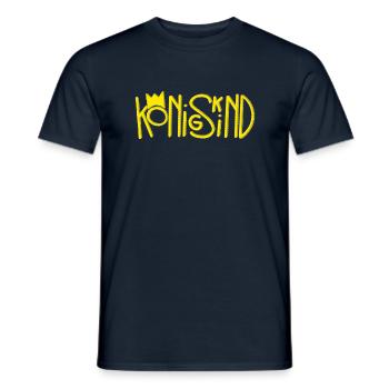 Koenigskind - christliches Design, Handlettering - Männer T-Shirt - Navy - Vorne - AI Model Male 178 light (178cm)