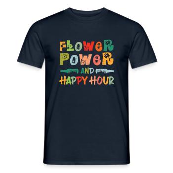 Flower power and happy hour - Männer T-Shirt - Navy - Vorne - AI Model Male 178 light (178cm)
