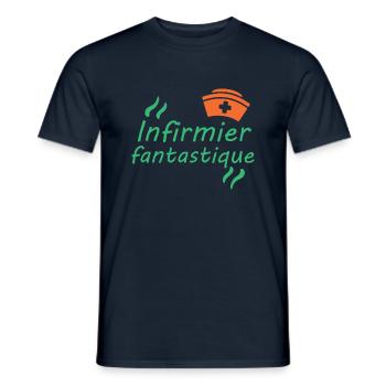 Tshirt homme Infirmier fantastique - T-shirt homme - marine - Devant - AI Model Male 178 light (178cm)