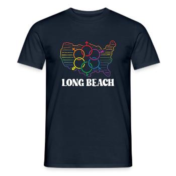 Long Beach Pride Month Pride Flag LGBT Community L - T-shirt homme - marine - Devant - AI Model Male 178 light (178cm)