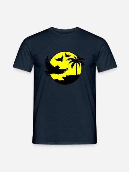 Birds Palmtree Design 2 - Men's T-Shirt - navy