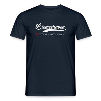 Bremerhaven Koordinaten - Männer T-Shirt - Navy - Vorne - AI Model Male 178 light (178cm)