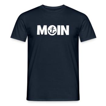 Moin - Guten Morgen - Nordsee - Ostsee - Anker - Männer T-Shirt - Navy - Vorne - AI Model Male 178 light (178cm)