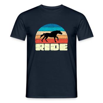 Vintage Sunset with Black Horse - Men's T-Shirt - navy - Front - AI Model Male 178 light (178cm)