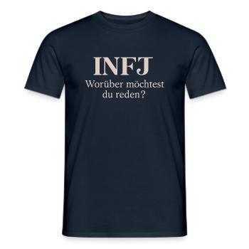 INFJ - Worüber möchtest du reden? - MBTI Motiv - Männer T-Shirt - Navy - Vorne - AI Model Male 178 light (178cm)