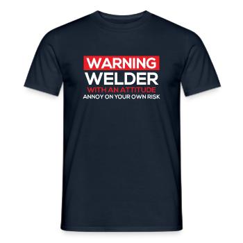 Warnung Schweißer mit Haltung - Welding Weld - Männer T-Shirt - Navy - Vorne - AI Model Male 178 light (178cm)