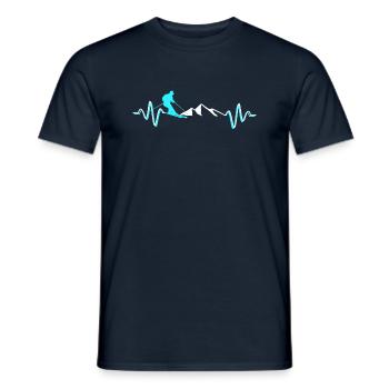 ski rythme cardiaque ECG Puls ligne de cœur - T-shirt homme - marine - Devant - AI Model Male 178 light (178cm)