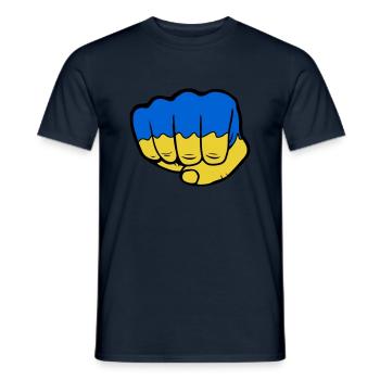 Ukraine Flagge Faust - Männer T-Shirt - Navy - Vorne - AI Model Male 178 light (178cm)