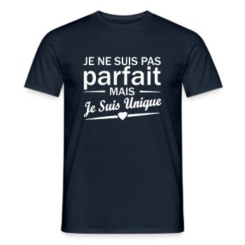 pas parfait mais unique / je suis unique - T-shirt homme - marine - Devant - AI Model Male 178 light (178cm)