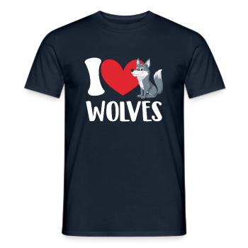 I Love Wolves - Wolfsliebhaber Wildlife Enthusiast - Männer T-Shirt - Navy - Vorne - AI Model Male 178 light (178cm)