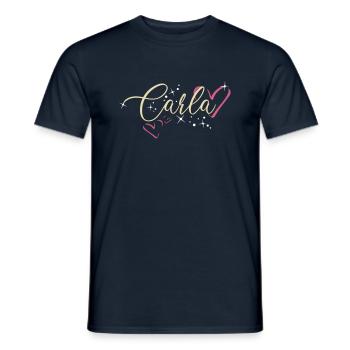 Carla Surname First name Calligraphy Heart - Men's T-Shirt - navy - Front - AI Model Male 178 light (178cm)