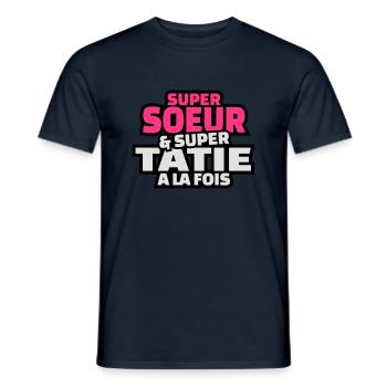 super soeur et super tatie à la fois - T-shirt homme - marine - Devant - AI Model Male 178 light (178cm)