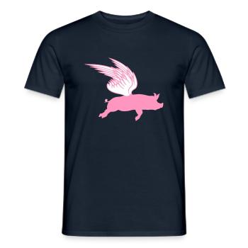 Wenn Fliegende Flügel Flug Schweine Fliegen können - Männer T-Shirt - Navy - Vorne - AI Model Male 178 light (178cm)
