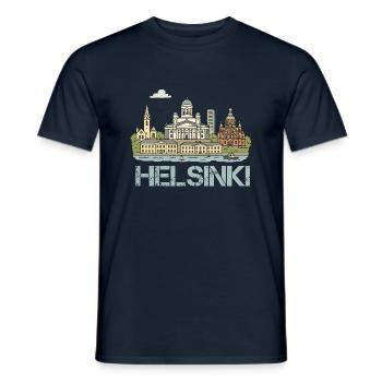 helsinki stadt - Männer T-Shirt - Navy - Vorne - AI Model Male 178 light (178cm)