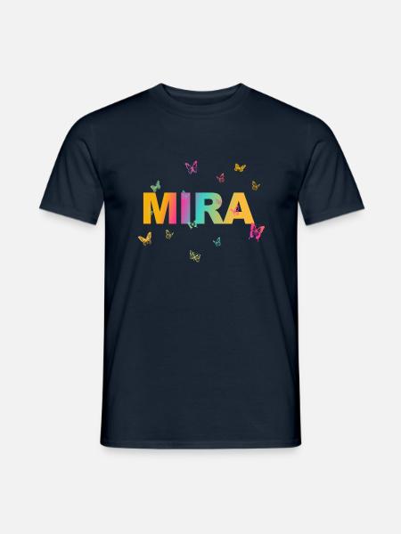 Mira - Schöner Name mit Schmetterlingen, Mädchen - Männer T-Shirt - Navy