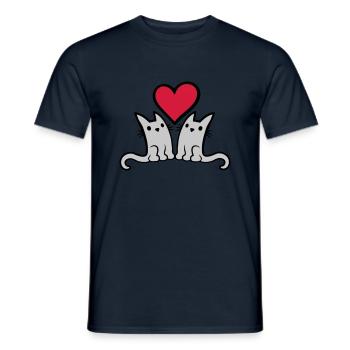 Verliebtes Paar süße Katzen - Männer T-Shirt - Navy - Vorne - AI Model Male 178 light (178cm)