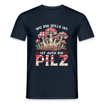Pilzjäger Mykologen Spruch Lustig Pilze - Männer T-Shirt - Navy - Vorne - AI Model Male 178 light (178cm)