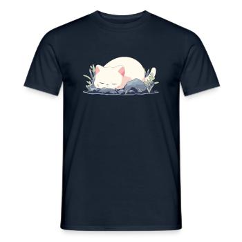 Sleepy Cat - Männer T-Shirt - Navy - Vorne - AI Model Male 178 light (178cm)