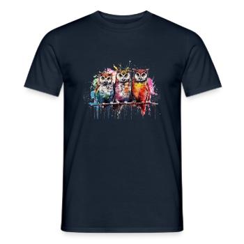 Grafitti Eulen - Männer T-Shirt - Navy - Vorne - AI Model Male 178 light (178cm)
