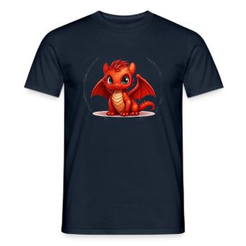 Kleiner roter Drache - Männer T-Shirt - Navy - Vorne - AI Model Male 178 light (178cm)