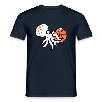 Octopus basket-ball jouant au ballon tenant le passe-temps sportif - T-shirt homme - marine - Devant - AI Model Male 178 light (178cm)