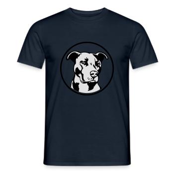 Pitbull im Kreis zweifarbig - Hund Kampfhund - Männer T-Shirt - Navy - Vorne - AI Model Male 178 light (178cm)