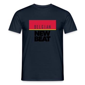 Belgian New Beat Official Pinbadge 32 mm - Men's T-Shirt - navy - Front - AI Model Male 178 light (178cm)