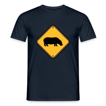 Attention bouclier d'hippopotame - T-shirt homme - marine - Devant - AI Model Male 178 light (178cm)