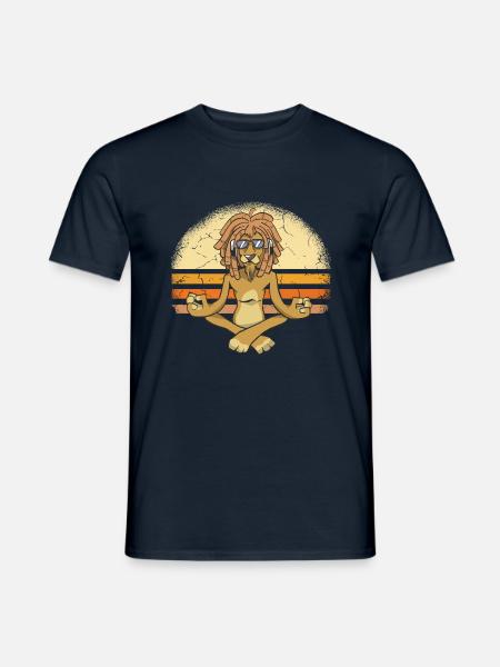Cooler Löwe mit Dreadlocks macht Yoga. - Männer T-Shirt - Navy