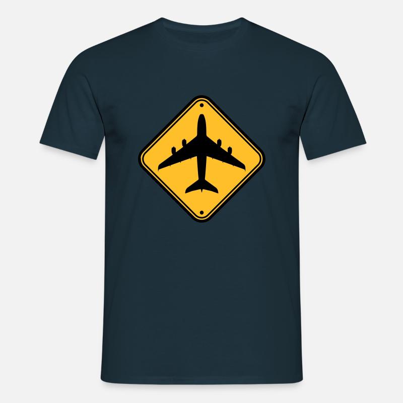 Schild Flugzeug Zone - Männer T-Shirt - Navy