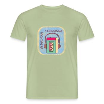 OLDSCHOOL STREAMING- Walkman- enfant des années 80 - T-shirt homme - vert sauge - Devant - AI Model Male 178 light (178cm)