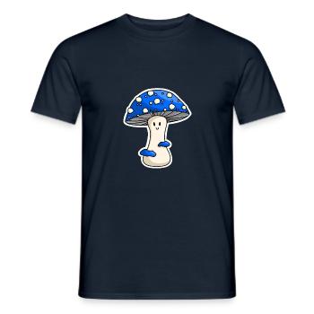 Happy Blue Toadstool - Men's T-Shirt - navy - Front - AI Model Male 178 light (178cm)