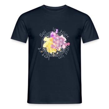 Blumen des Lebens Heilige Geometrie - Männer T-Shirt - Navy - Vorne - AI Model Male 178 light (178cm)